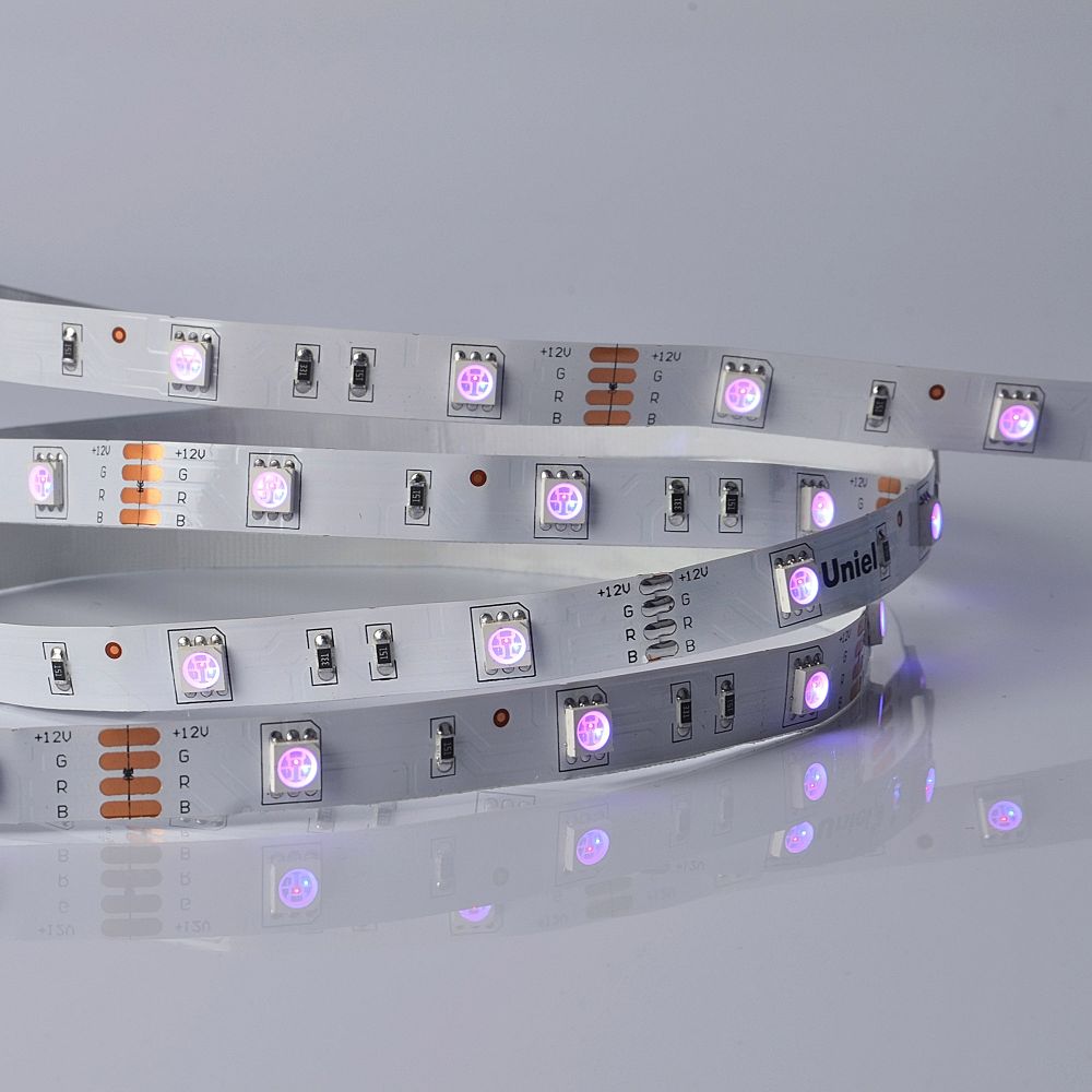 ULS-M22-5050-30LED-m-10mm-IP20-DC12V-7.2W-m-5M-RGB PROFI Гибкая светодиодная лента на самоклеящейся основе. Катушка 5м. в герметичной упаковке. RGB. ТМ Uniel.