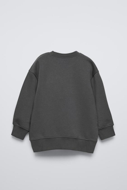 ZARA КОМПЛЕКТ ИЗ ТОЛСТОВКИ И ЛЕГИНСОВ В РУБЧИК С НАДПИСЬЮ, АНТРАЦИТОВО-СЕРЫЙ