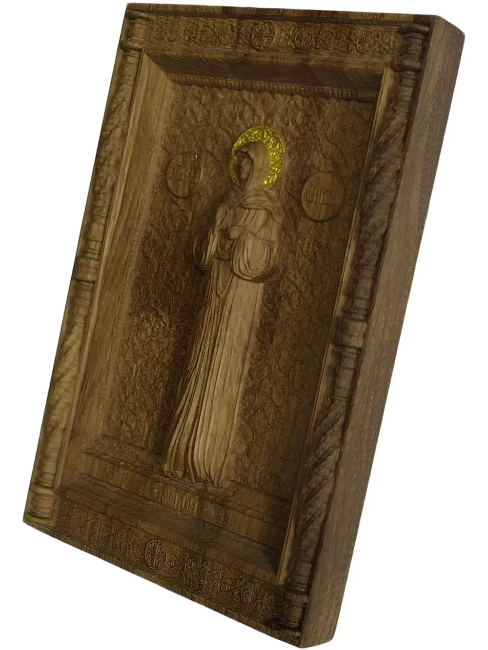 Икона Матроны Московской резная из массива дуба 14х20.4 см