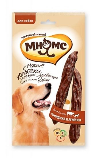 Мнямс Лакомство для собак мягкие колбаски с говядиной и ягненком, 70 гр