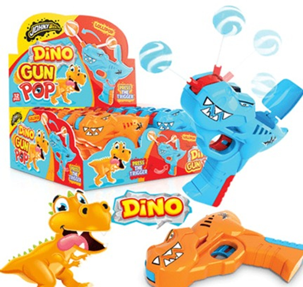 Леденец в пистолете "Dino Gun Pop" 12шт*10гр Johny Bee