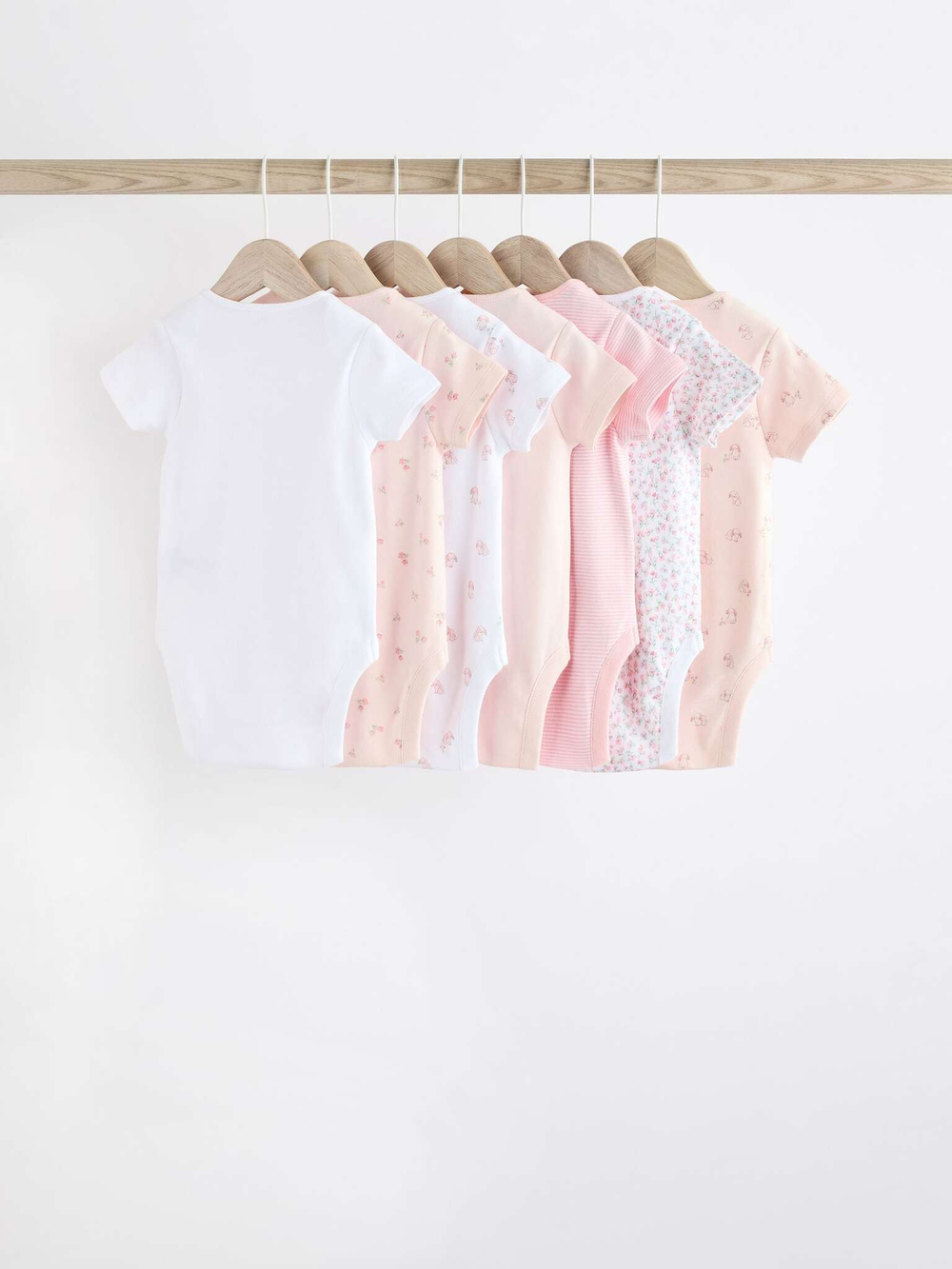 Боди с коротким рукавом для малышей Next K79-568, 7 шт., Белый, Розовый