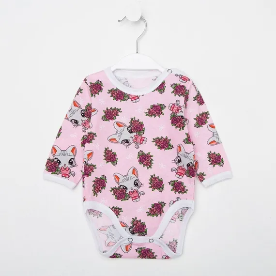 Боди детское, цвет розовый/кошечки, рост 62 см