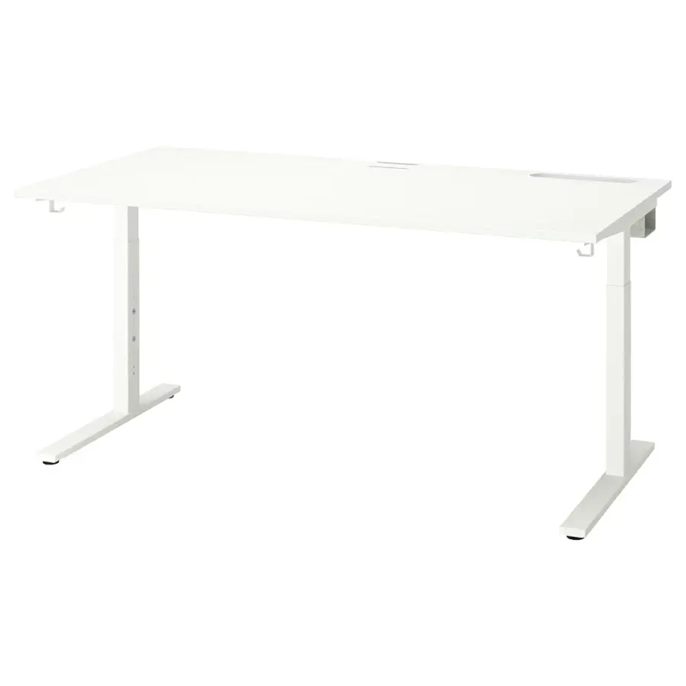 Письменный стол с регулировкой по высоте - IKEA MITTZON/МИТТЗОН ИКЕА, 160х80х65-85 см, белый