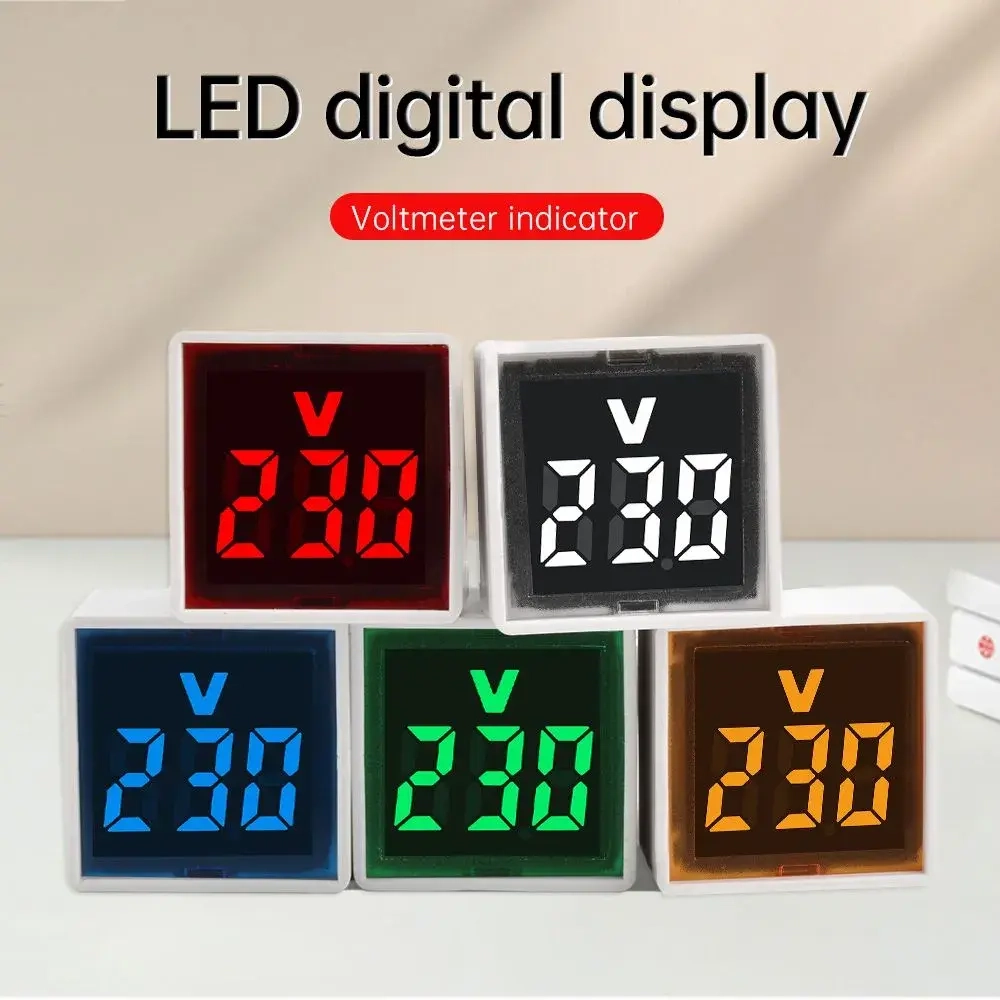 AC 220V 30mm квадратный европейский стандартный штекер LED цифровой дисплей AC вольтметр индикатор свет диапазон измерения 500V зеленый