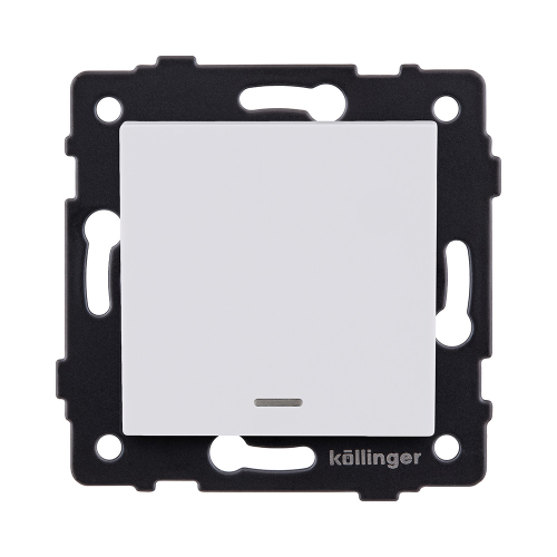 Выключатель 1-клавишный проходной 10А/250В с LED подсветкой, белый матовый Kollinger REA-S-004WM для Aspekt, Eleganz, Reflex