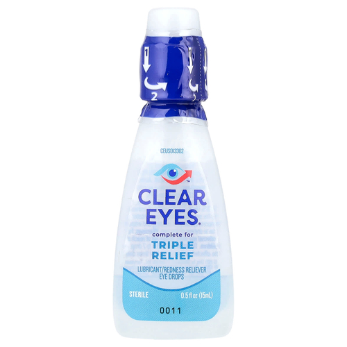 Clear Eyes, Triple Action, увлажняющие / снимающие покраснение капли для глаз, 15 мл (0,5 жидк. унц.)