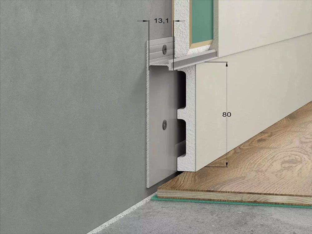 Скрытый плинтус усиленный Strong черный матовый, 3000x13,1x80 мм