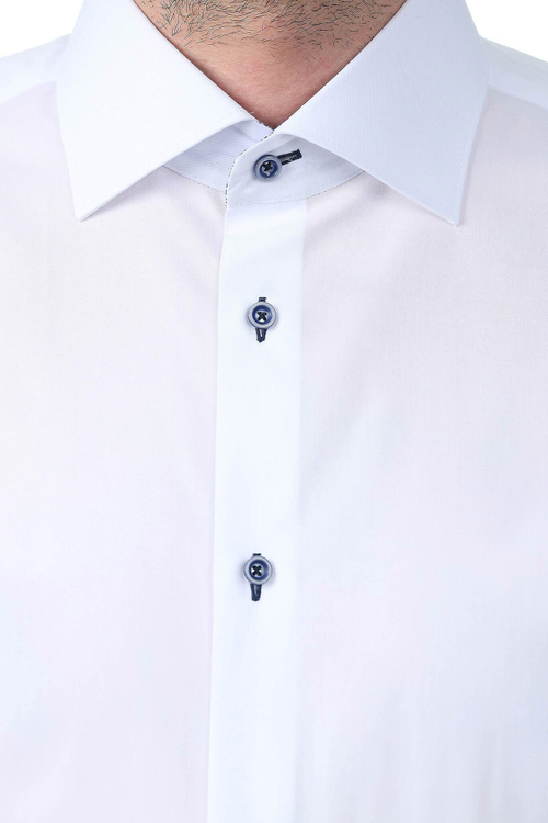 Сорочка мужская VESTER цвет белый, внутренняя отделка стойки воротника и манжет, контрастные пуговицы и петли 93014 17