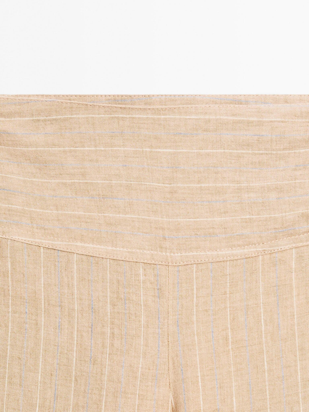 Massimo Dutti Льняные брюки с широкими штанинами и высокой посадкой, бежевый