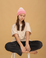 Шапка вязаная-резинка ЗИМА (Розовый миндаль/Молоко меланж) АЛЕКС