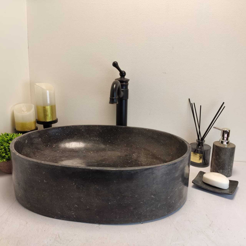 Раковина из мрамора Oval Black OM-60701 52*38*14
