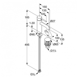 Смеситель для раковины Kludi Bozz со сливным гарнитуром, черный матовый (382883976)