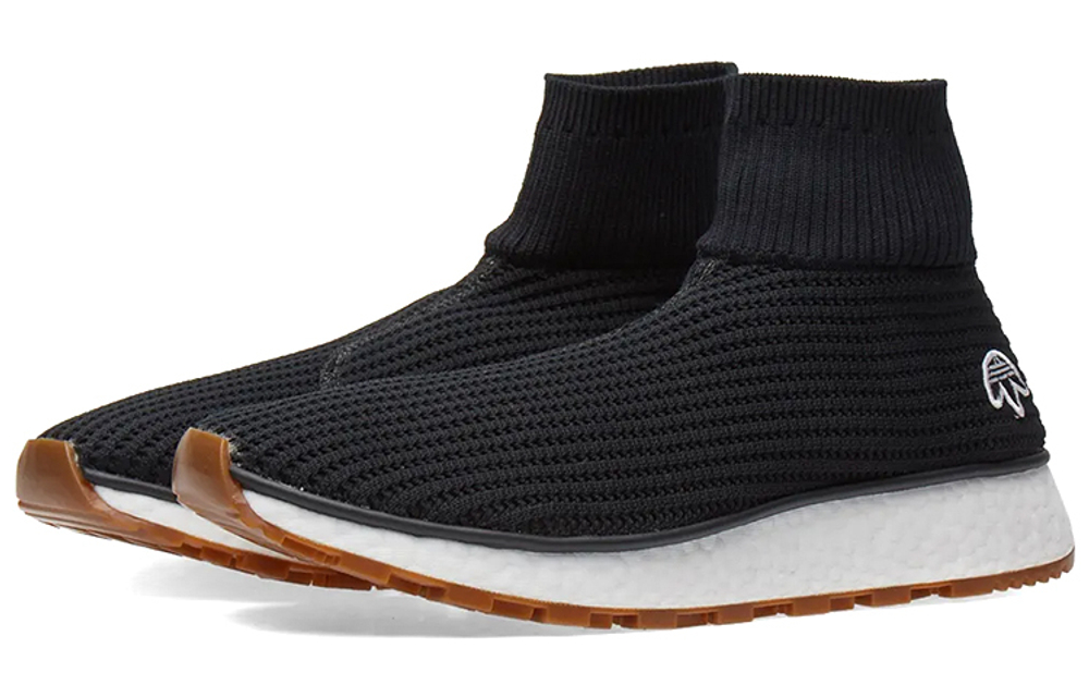 Alexander wang x adidas originals high-top running shoes for men and women in the same black and white