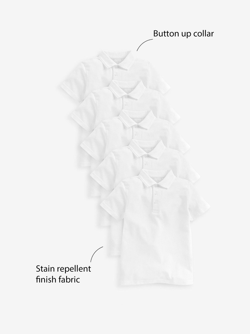 Поло школьное для мальчика Next 631-025, 5 шт., Белый