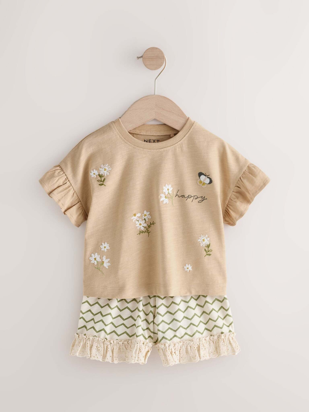 Футболка и шорты в комплекте для девочки Next E65-378, 2 шт., Бежевый