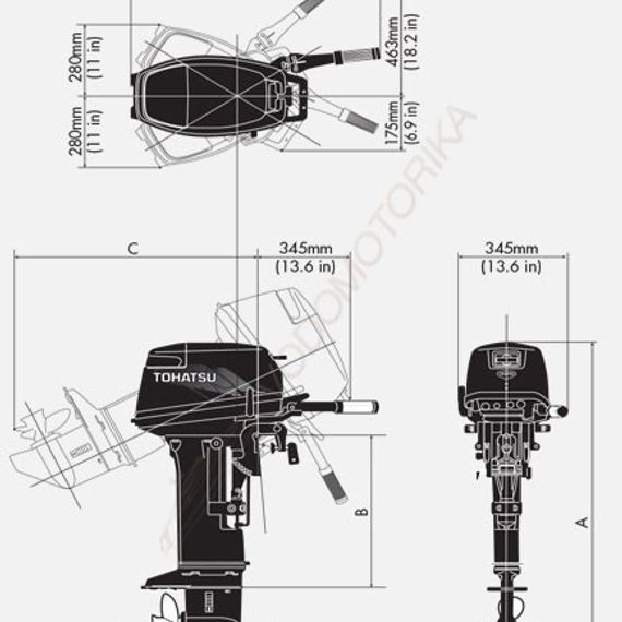 Лодочный мотор Tohatsu M 18 S (18 л.с. двухтактный)