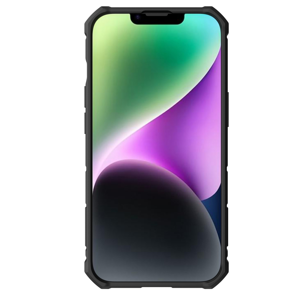 Чехол синего цвета для iPhone 14 и 13 от Nillkin серия CamShield Armor Pro, с металлическим поворотным кольцом и защитной шторкой для камеры