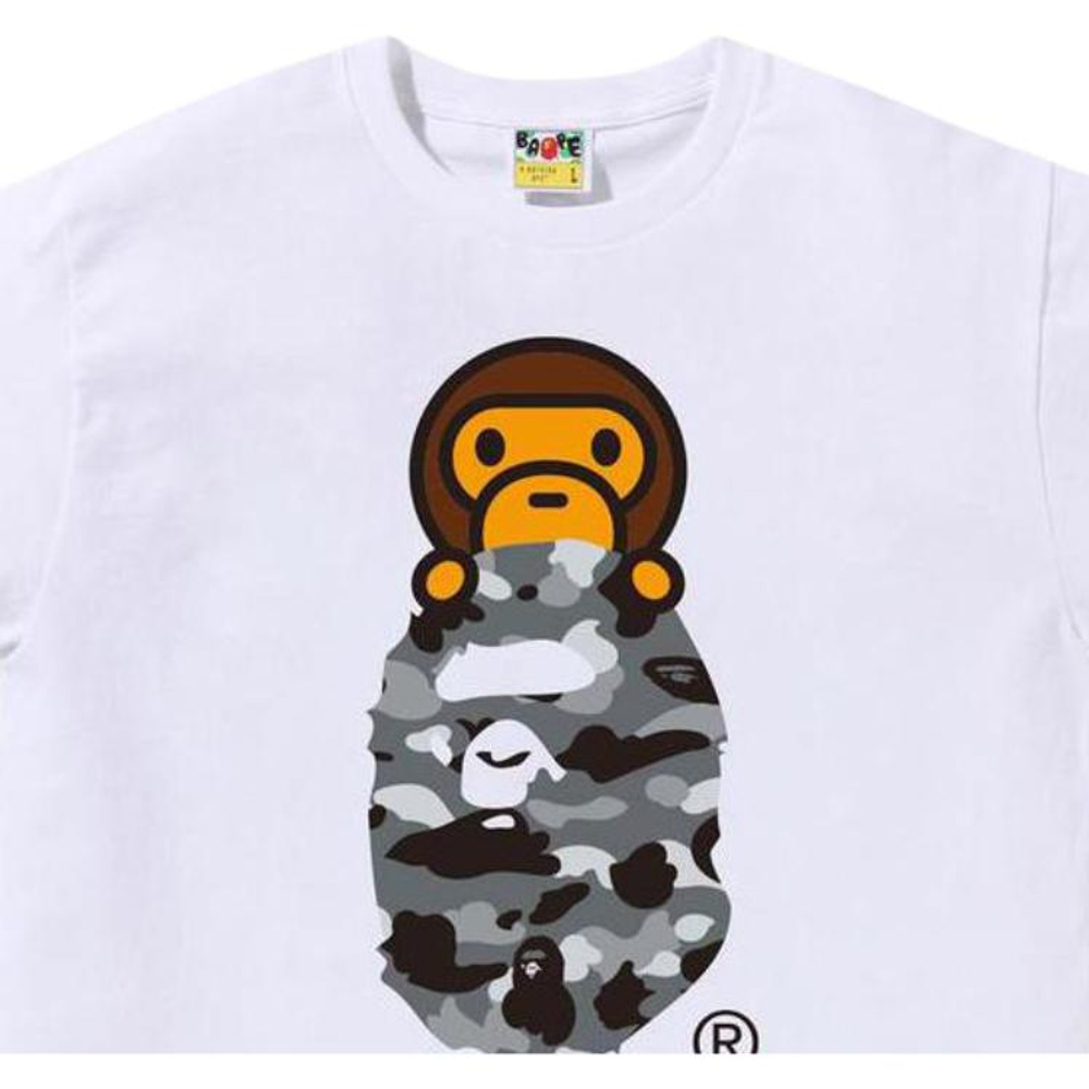 A Bathing Ape 1st Camo Milo On Ape Head Tee белый серый