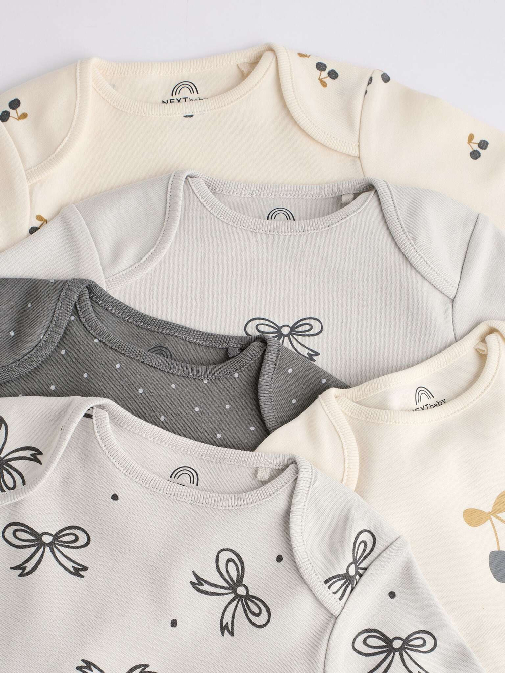 Боди с длинным рукавом для малышей Next N95-294, 5 шт., Бежевый, Серый