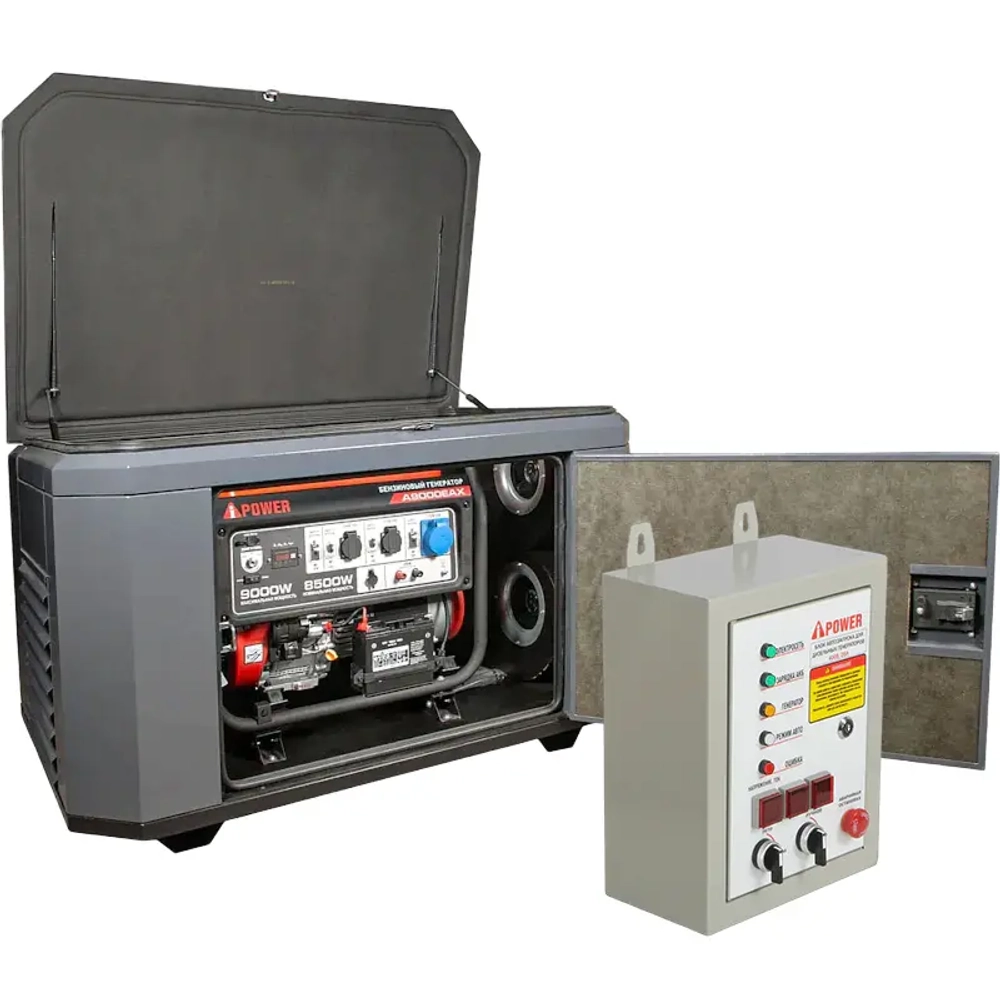 A-iPower A9000EAX бензиновый генератор в кожухе 1400SS RAL 7024 с блоком АВР 400В/25А (8 pin) New УТ-11182381/29109