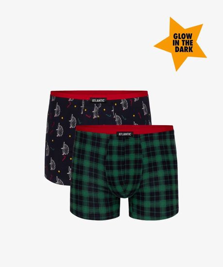 Трусы мужские боксеры (2шт), Atlantic 2GMH-020, темно-синие + зеленые