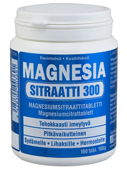 Пищевая добавка MAGNESIA SITRATTI 300mg - 160 таб, магний, минерал для нервной системы, сердца и мышц