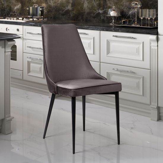 Стул Oliver, бархат антрацит 14/ чёрный конус