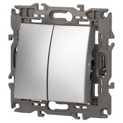 Выключатель ЭРА Elegance 14-1104-03 двойной 10АХ-250В IP20 алюминий