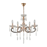 Люстра подвесная 5x40Вт E14, металл/хрусталь, золото/прозрачный