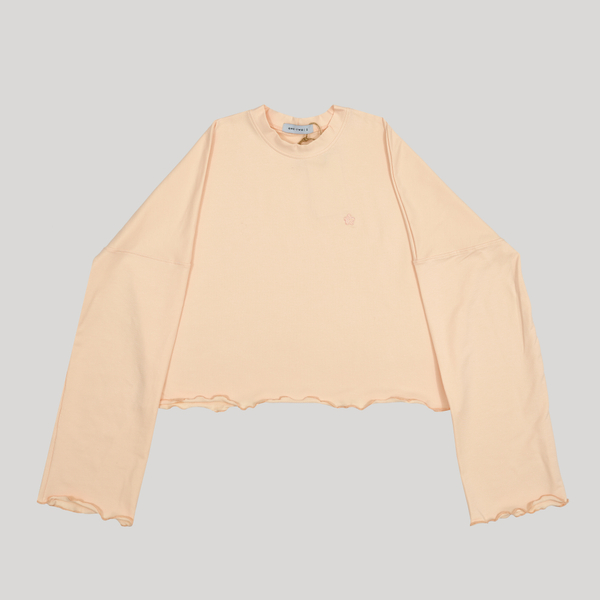 LS T-Shirt Wavy Hem Vanilla Cream