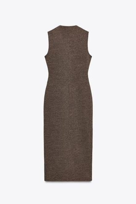 ZARA ПЛАТЬЕ МИДИ С ПУГОВИЦАМИ, КОРИЧНЕВЫЙ МЕЛАНЖ