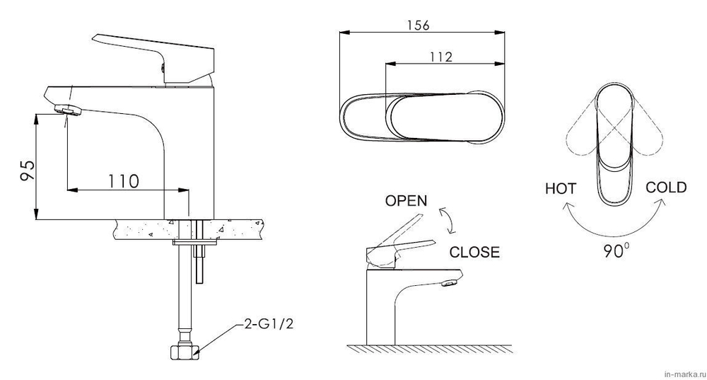 CМЕСИТЕЛЬ BRAVAT НА РАКОВИНУ PURE F1105161C