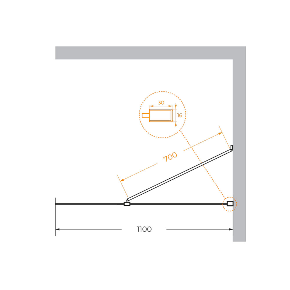 Душевая перегородка Cezares LIBERTA-L-1-TB-110-GR-NERO