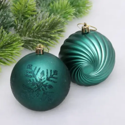 Новогодние шары «Изящные узоры» 8 см (набор 9 шт), Изумруд