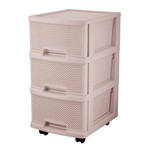 Комод Keeplex Ajur с ящиками на колесиках трехсекционный компакт 37х30х52см бежевый топаз