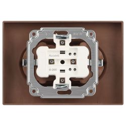 Розетка Intro Accent 6-205-05 2X2P+E Schuko, 16А-250В, IP20, СУ, AL/CU, антрацит