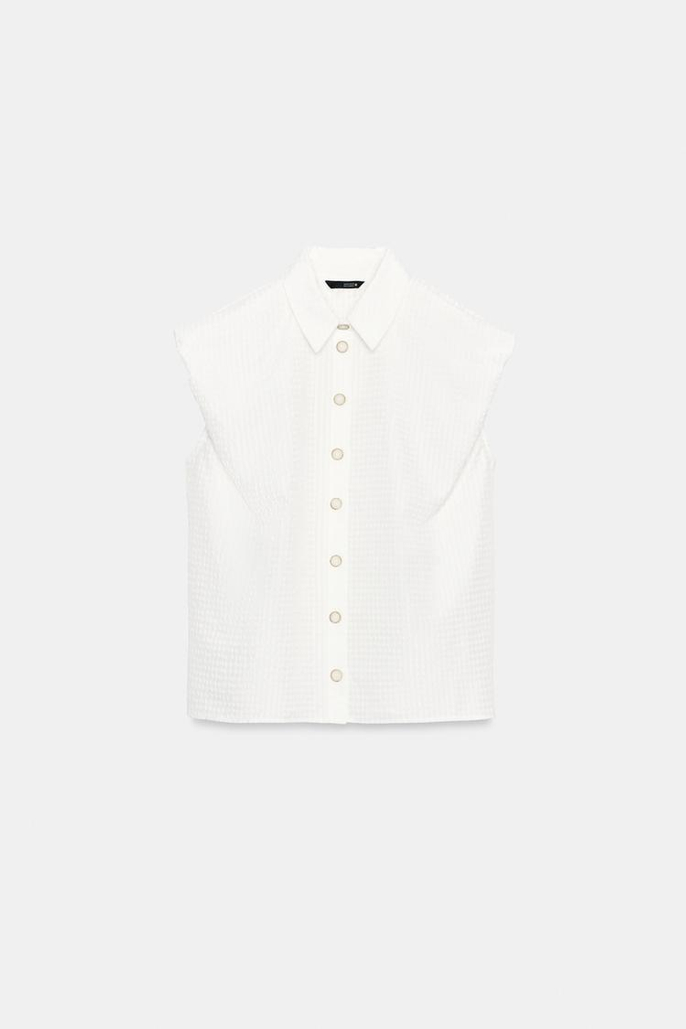 ZARA РУБАШКА С ОБЪЕМНЫМИ РУКАВАМИ, БЕЛЫЙ