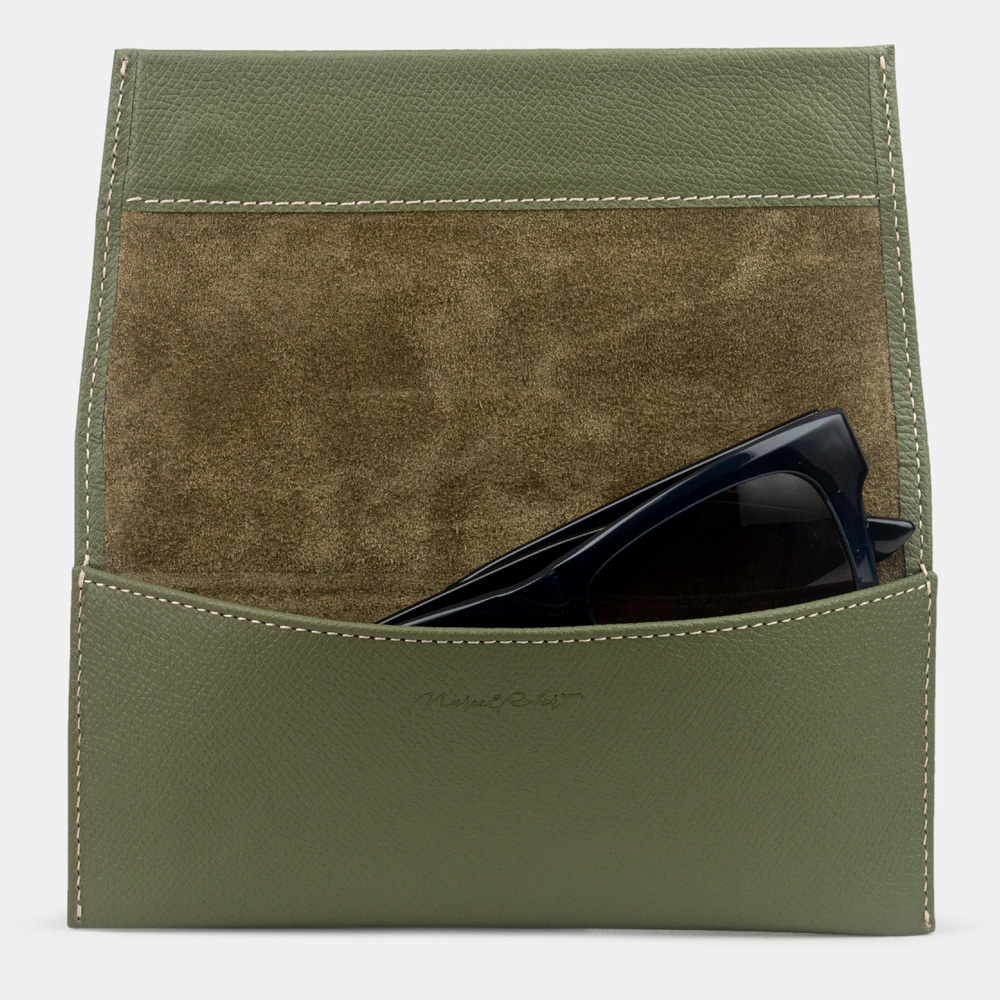 Футляр для очков Lentille из кожи сафьяно, зеленого цвета