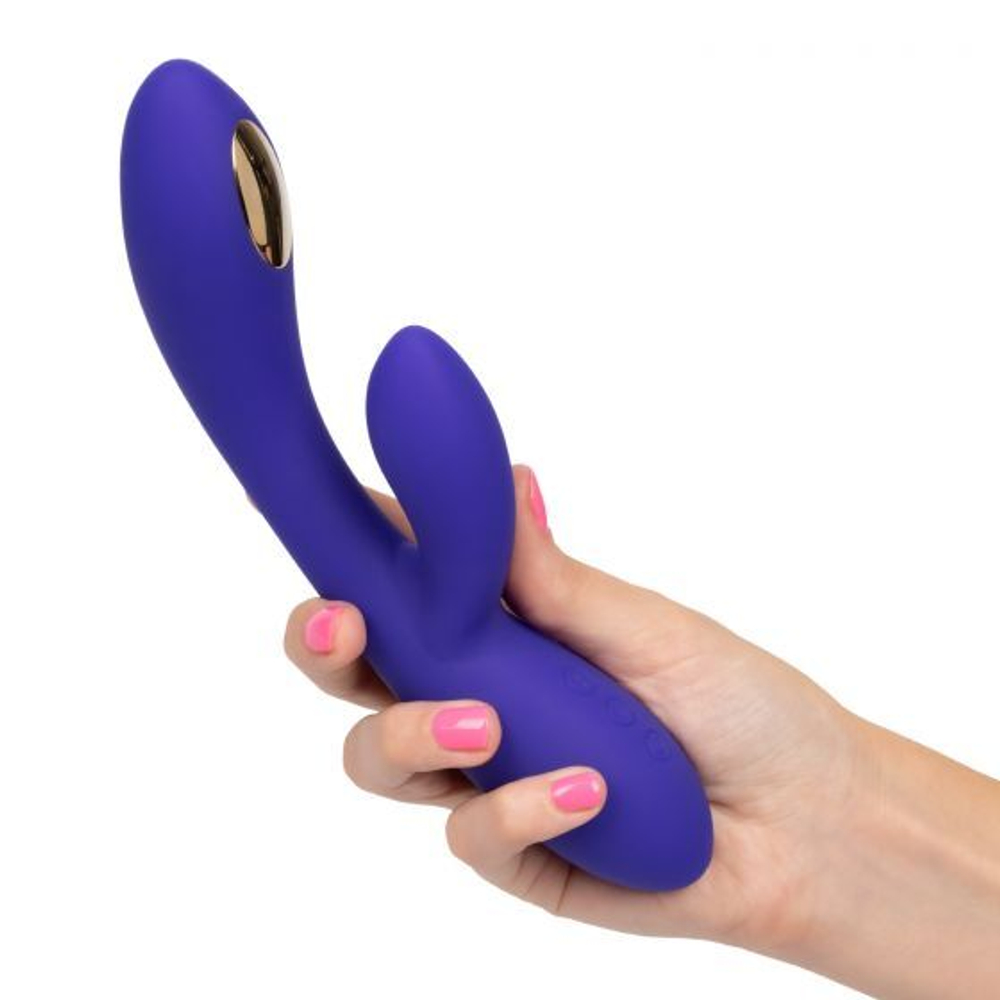 Фиолетовый вибратор с функцией электростимуляции Intimate E-Stimulator Dual Wand - 21,5 см. (Цвет: фиолетовый)