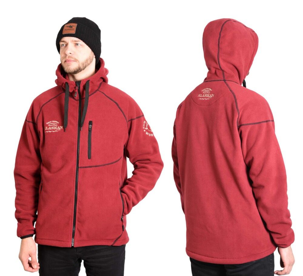 Куртка флисовая Alaskan Black Water бордо XXXL с капюшоном