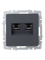 BRITE Розетка компьютерная двойная RJ45 кат.6 РК11-2-БрГ графит IEK