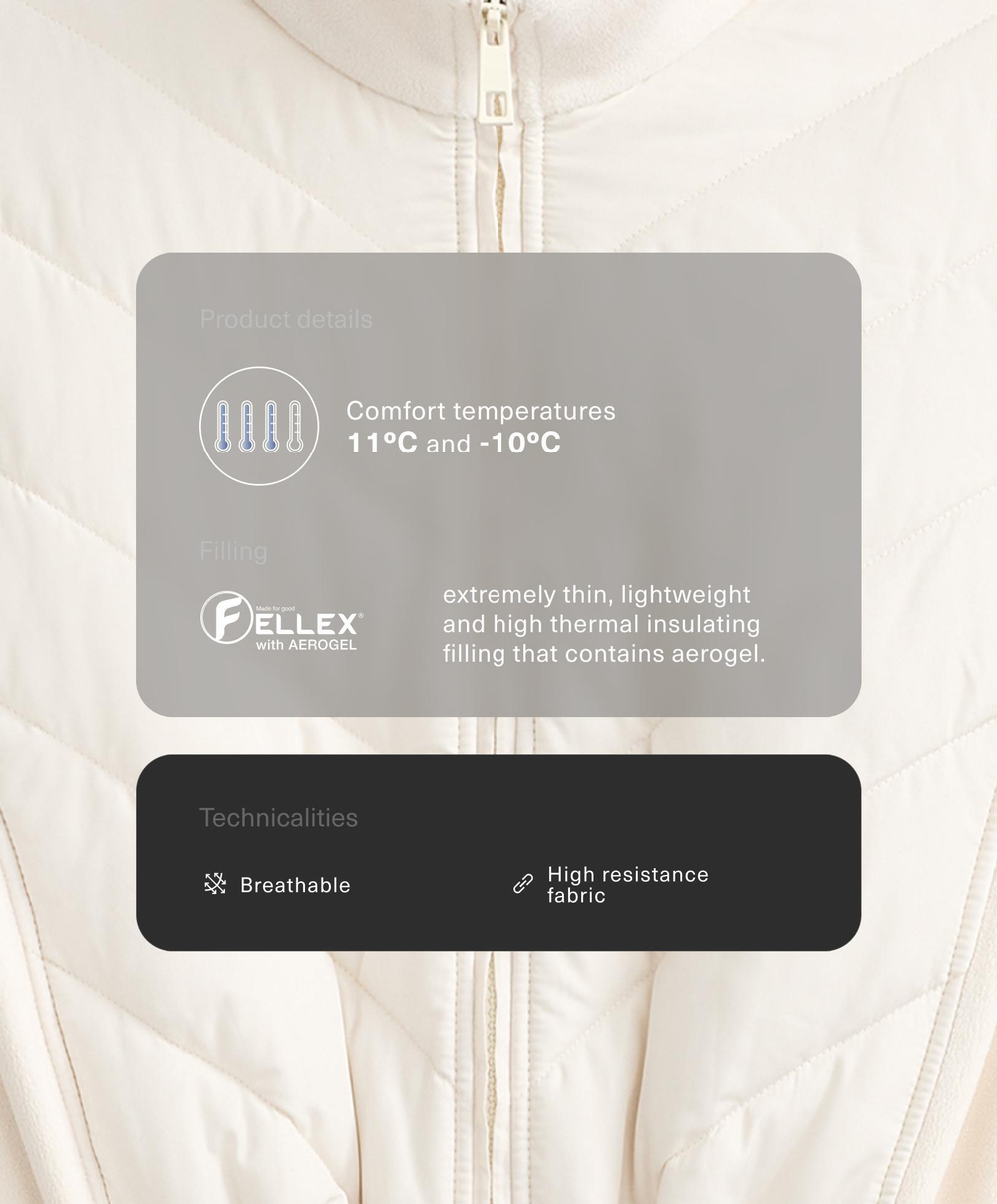 Oysho Утепленная куртка FELLEX® AEROGEL с регулируемой талией, экрю