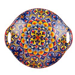 Блюдо с ручками " " (красный) 22.5х20.5х4,5см (min9) (транспортная упаковка)