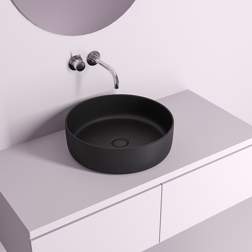 Раковина накладная серая круглая 40,5см