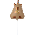 Шар Фольгированный Капибара в колпаке с тортом (Коричневый)