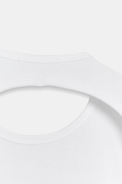 ZARA ФУТБОЛКА С ВЫРЕЗОМ НА СПИНЕ, БЕЛЫЙ