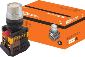 Кнопка ABLF-22 белый d22мм неон/230В 1з+1р TDM SQ0704-0028