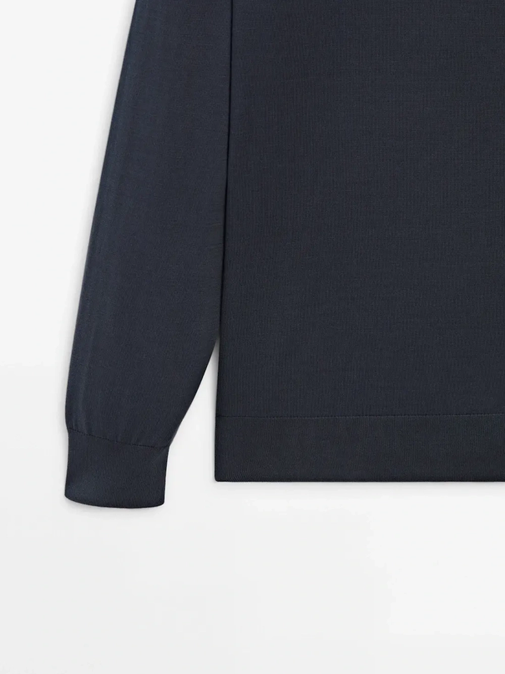 Massimo Dutti Хлопковый свитер с длинными рукавами, серо-синий