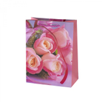 Пакет подарочный бумажный Alingar, (М) 18х24х8,5 см, вертикальный, "Нежные розы", мат. ламинация, глиттер, ассорти